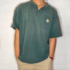 Distressed Carhartt Henley T-Shirt (Dark Green)